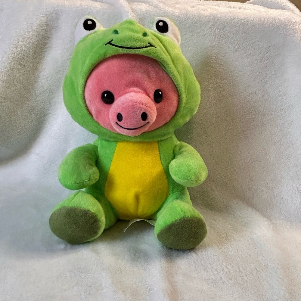 Peek A Boo pig in frog costume 8” plush